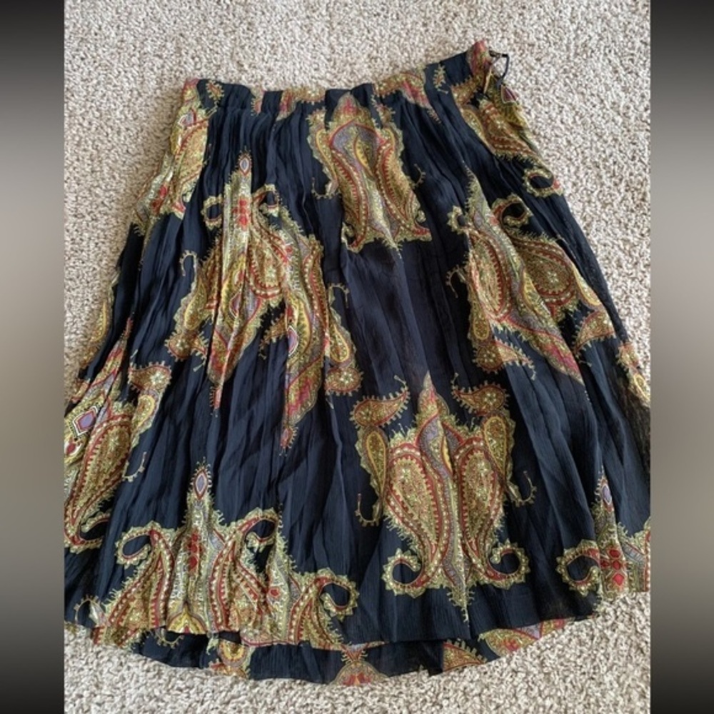 August‎ Silk Women Black Casual Skirt 6 Floral spring summer